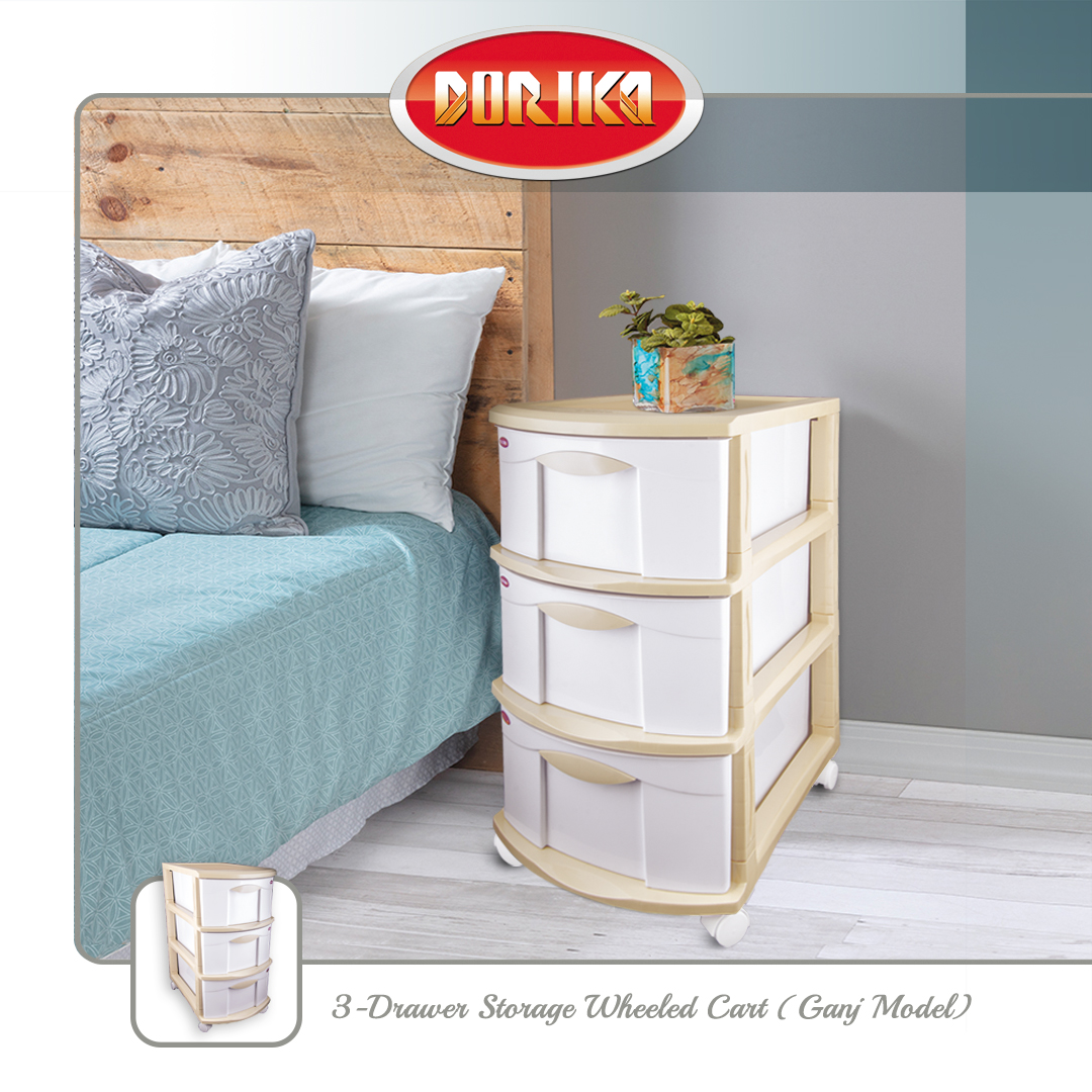 -3drawer Storage Wheeled Cart ) Ganj Model)